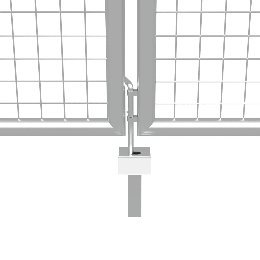 vidaXL Градинска врата, поцинкована стомана, 415x250 см, сребриста