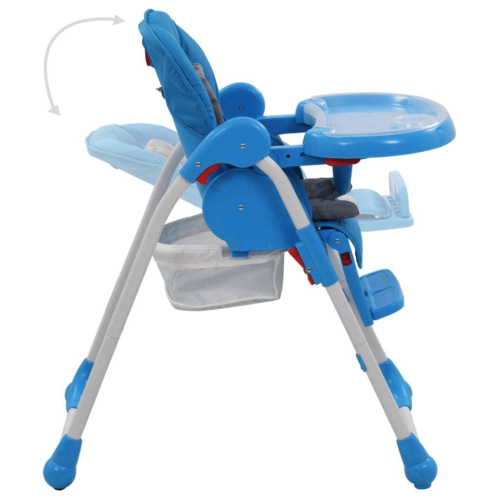 vidaXL Високо бебешко столче за хранене, синьо и сиво