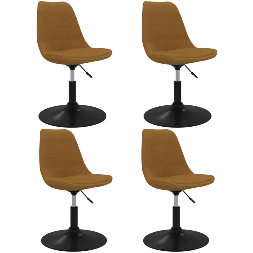 vidaXL Въртящи се трапезни столове, 4 бр, кафяви, кадифе