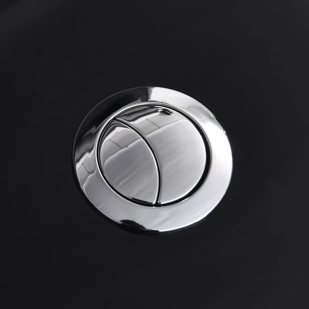 vidaXL Керамичен моноблок, кръгъл, долно оттичане, черен