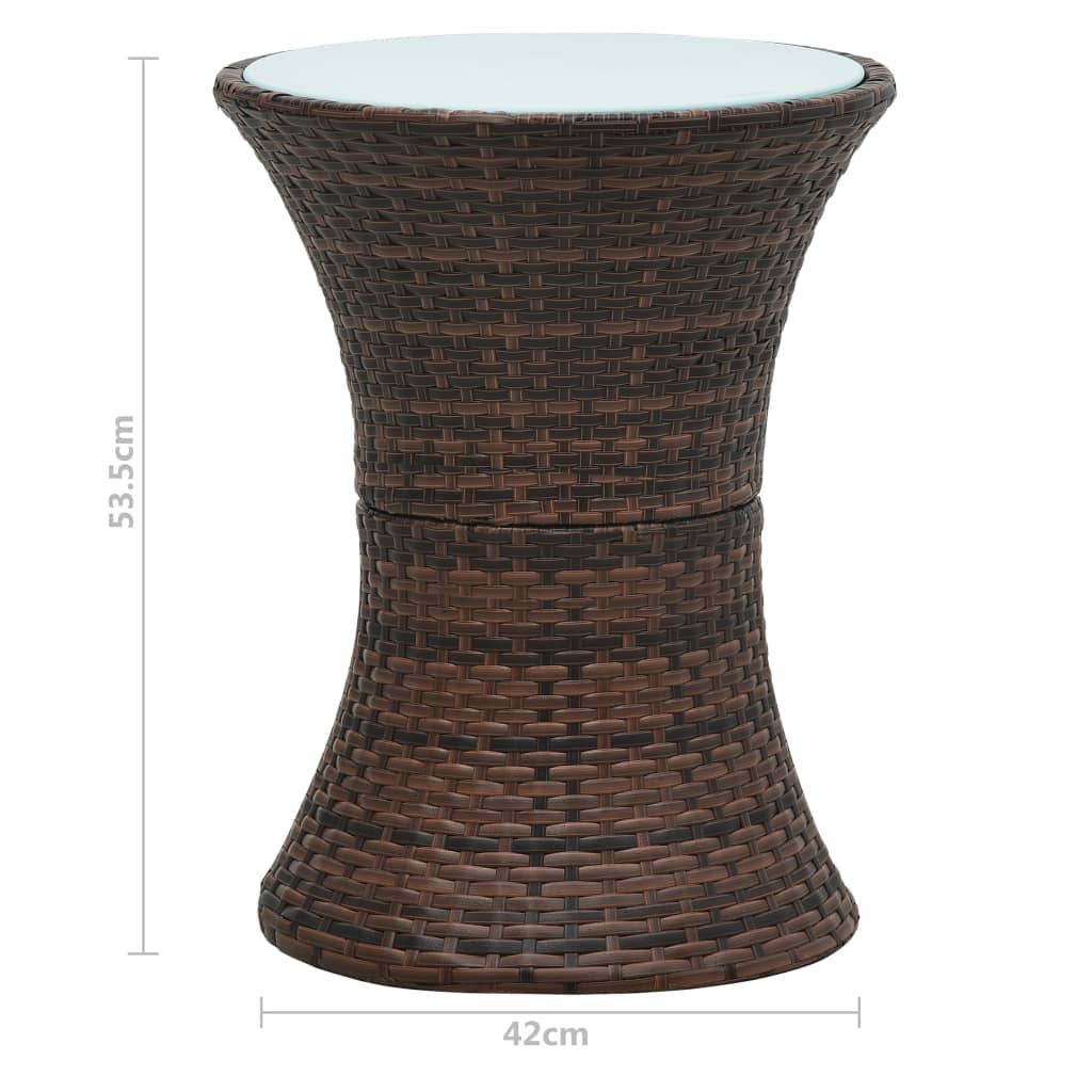 vidaXL Градинска странична маса с форма на барабан, кафява, полиратан