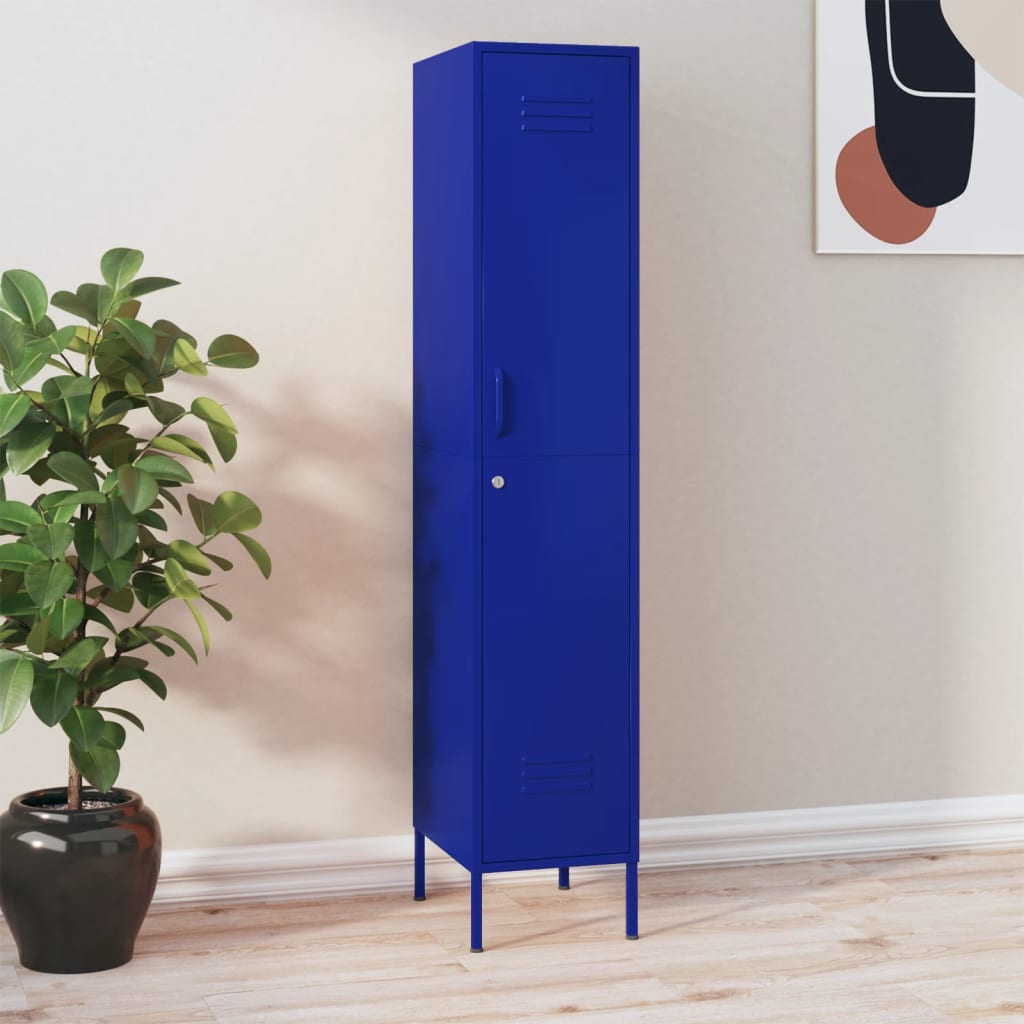 vidaXL Шкаф с отделения, нейви синьо, 35x46x180 см, стомана