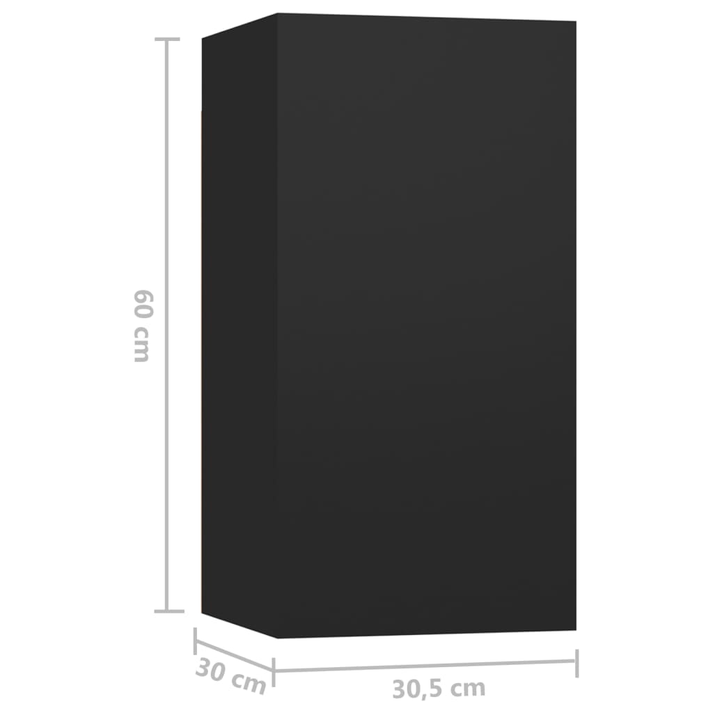 vidaXL ТВ шкафове, 7 бр, черни, 30,5x30x60 см, ПДЧ