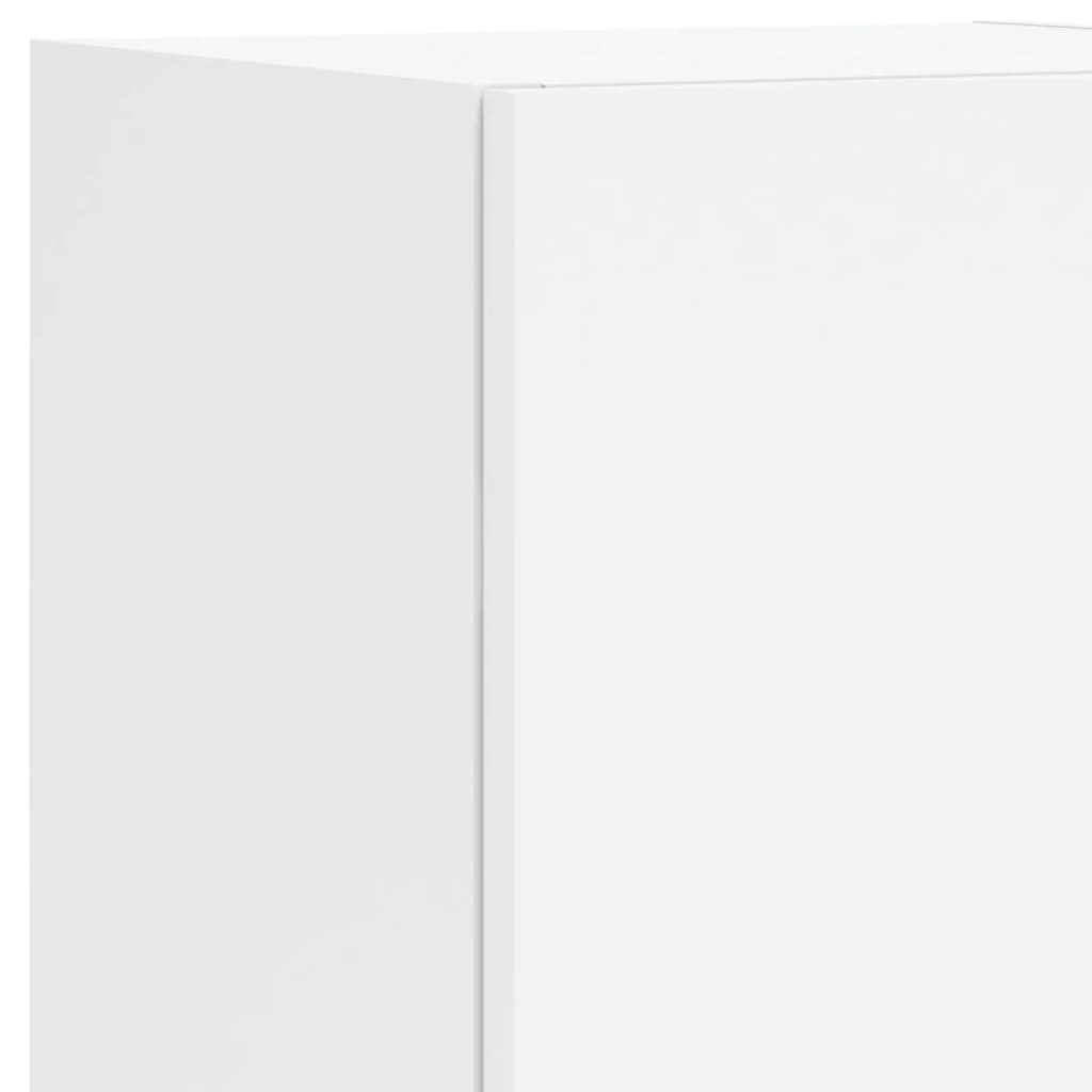 vidaXL Комплект ТВ стенни шкафове, 6 части, с LED светлини, бели