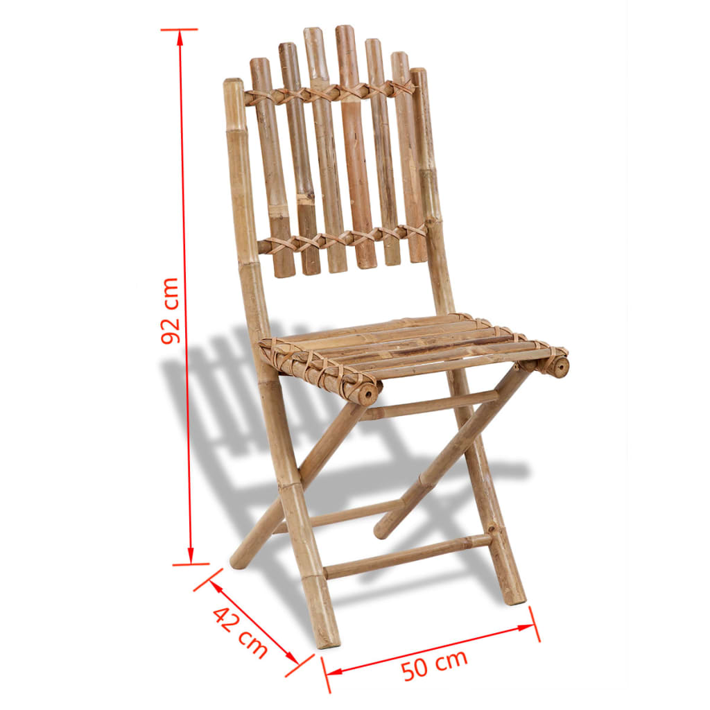 vidaXL Сгъваеми градински столове, 2 бр, бамбук