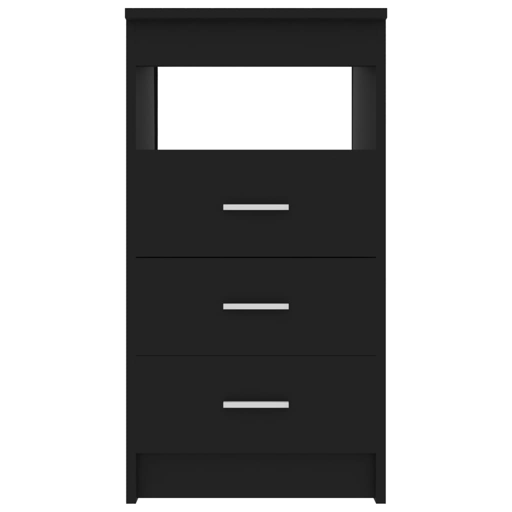 vidaXL Шкаф с чекмеджета, черен, 40x50x76 см, инженерна дървесина