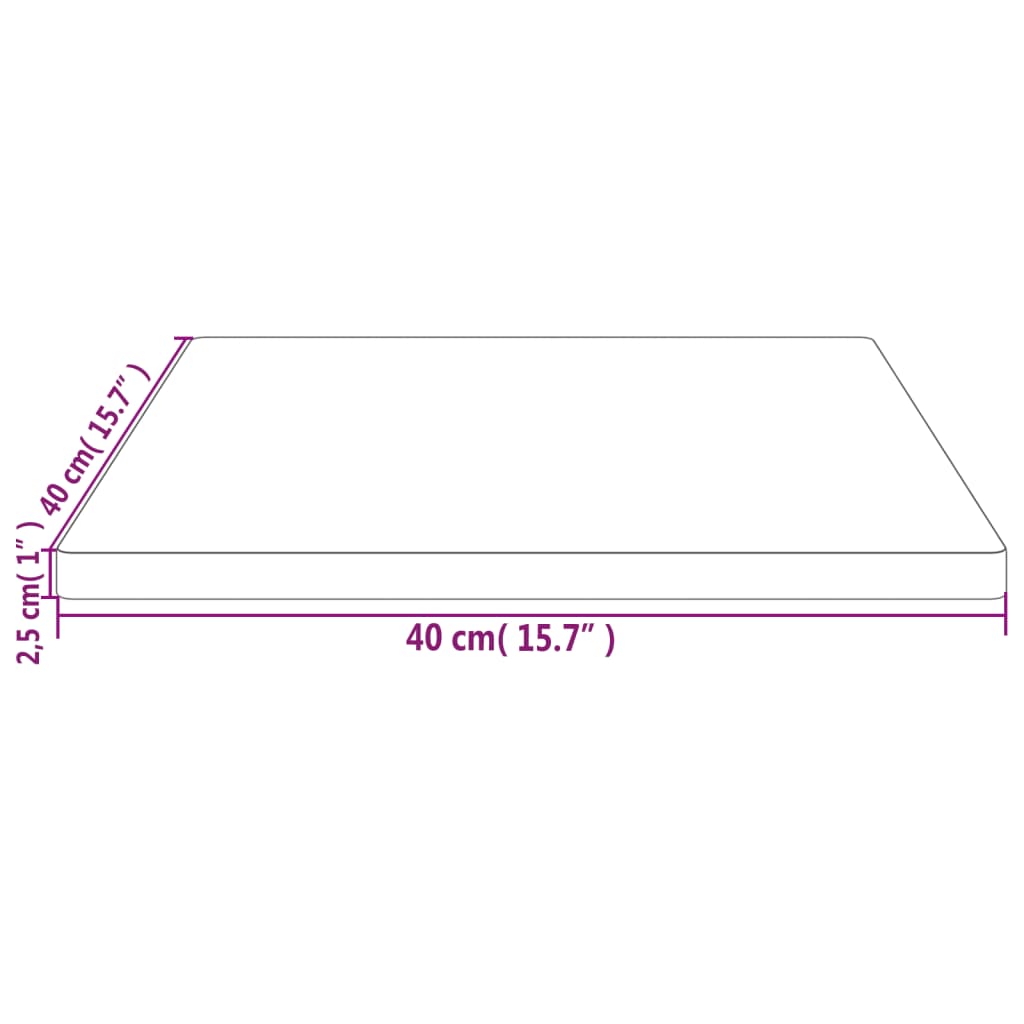 vidaXL Плот за маса, бял, 40x40x2,5 см, бор масив, квадратен