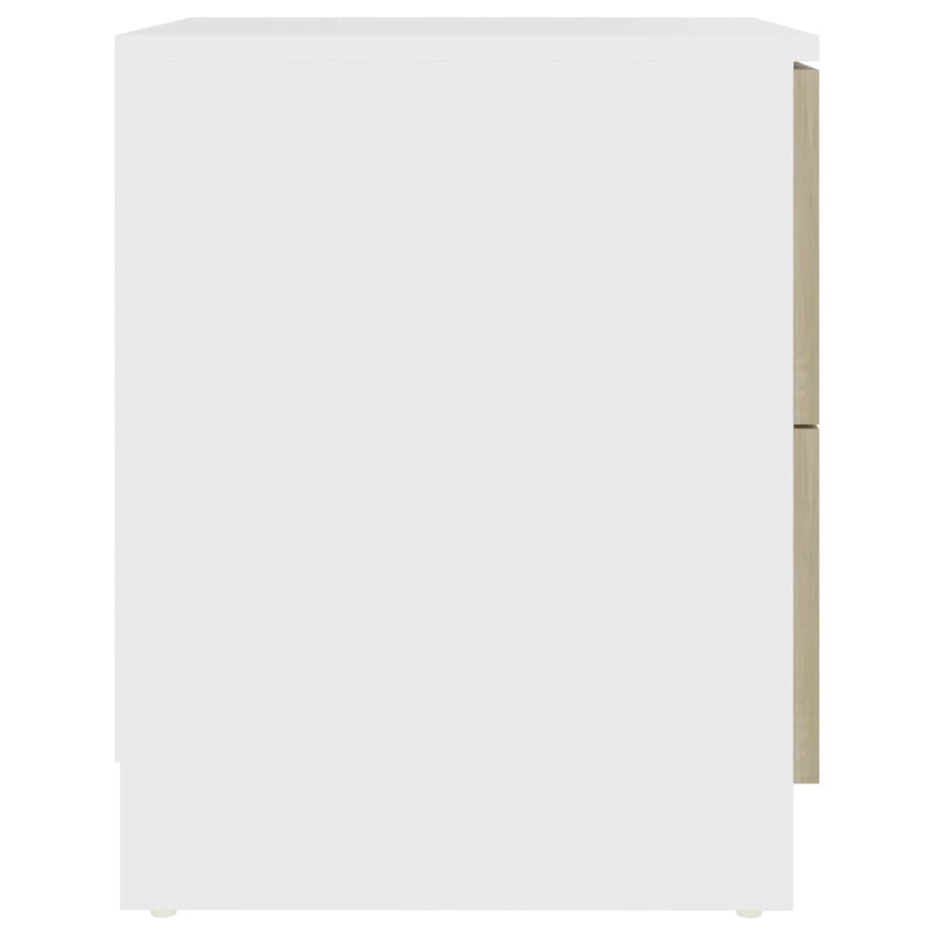 vidaXL Нощни шкафчета, 2 бр, бяло и дъб сонома, 40x40x50 см, ПДЧ