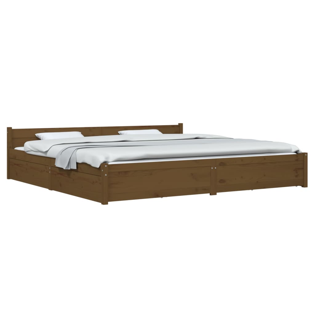 vidaXL Рамка за легло с чекмеджета меденокафява 180x200 см Super King
