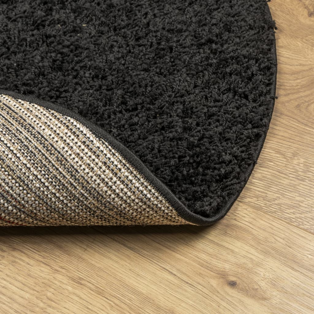 vidaXL Шаги килим с дълъг косъм "PAMPLONA" модерен черен Ø 80 см