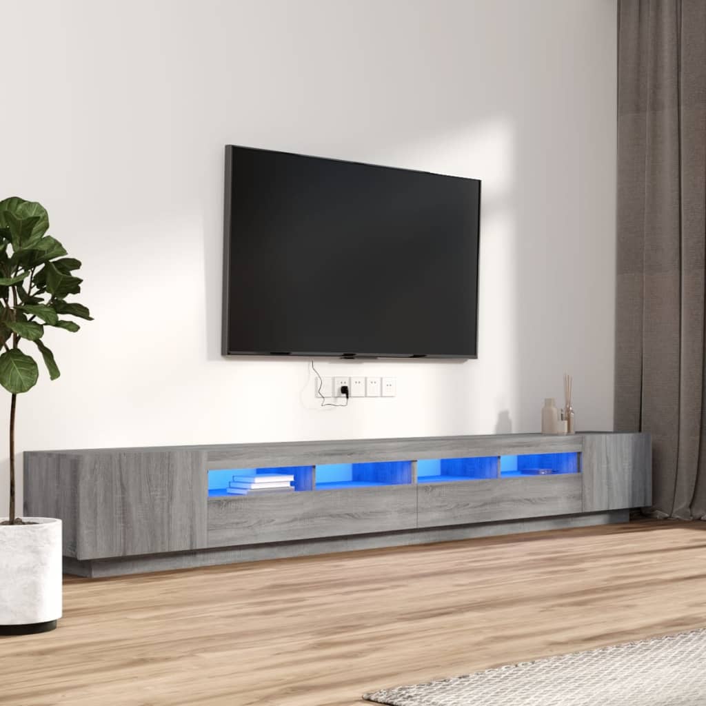 vidaXL Комплект ТВ шкафове от 3 части с LED сив сонома инженерно дърво