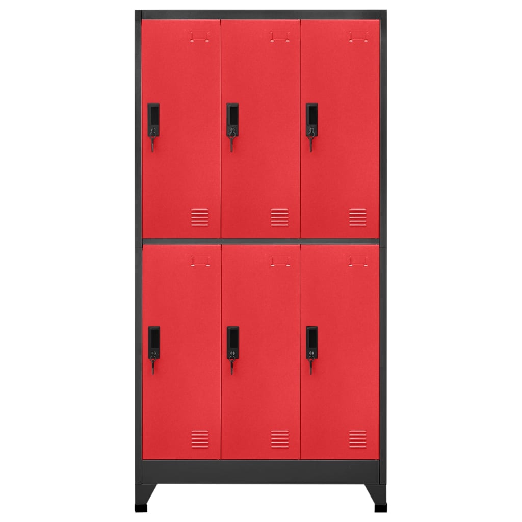 vidaXL Заключващ се шкаф, антрацит и червено, 90x45x180 см, стомана
