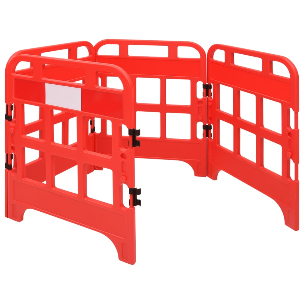 vidaXL Пътни бариери, 4 бр, червени, 75x75x100 см