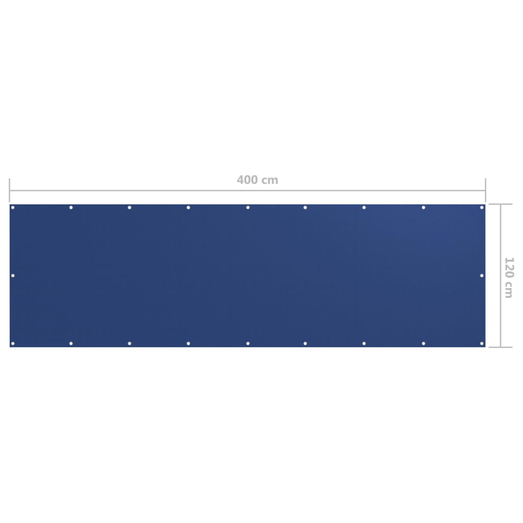 vidaXL Балконски параван, син, 120x400 см, оксфорд плат