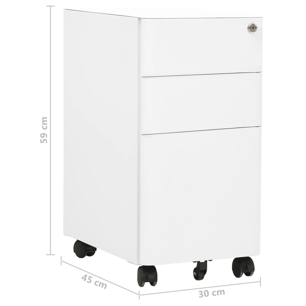 vidaXL Мобилен офис шкаф, бял, 30x45x59 см, стомана