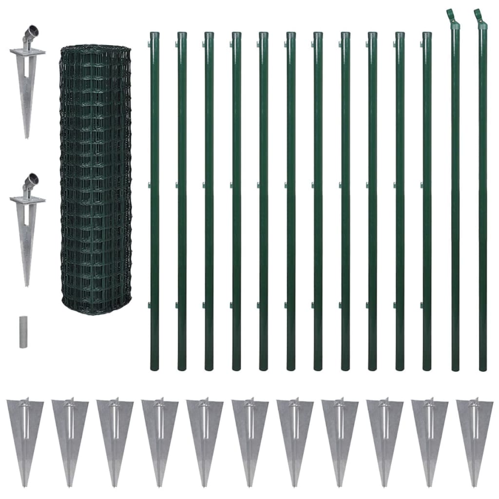 vidaXL Евромрежа, стомана, 25x1,7 м, зелена