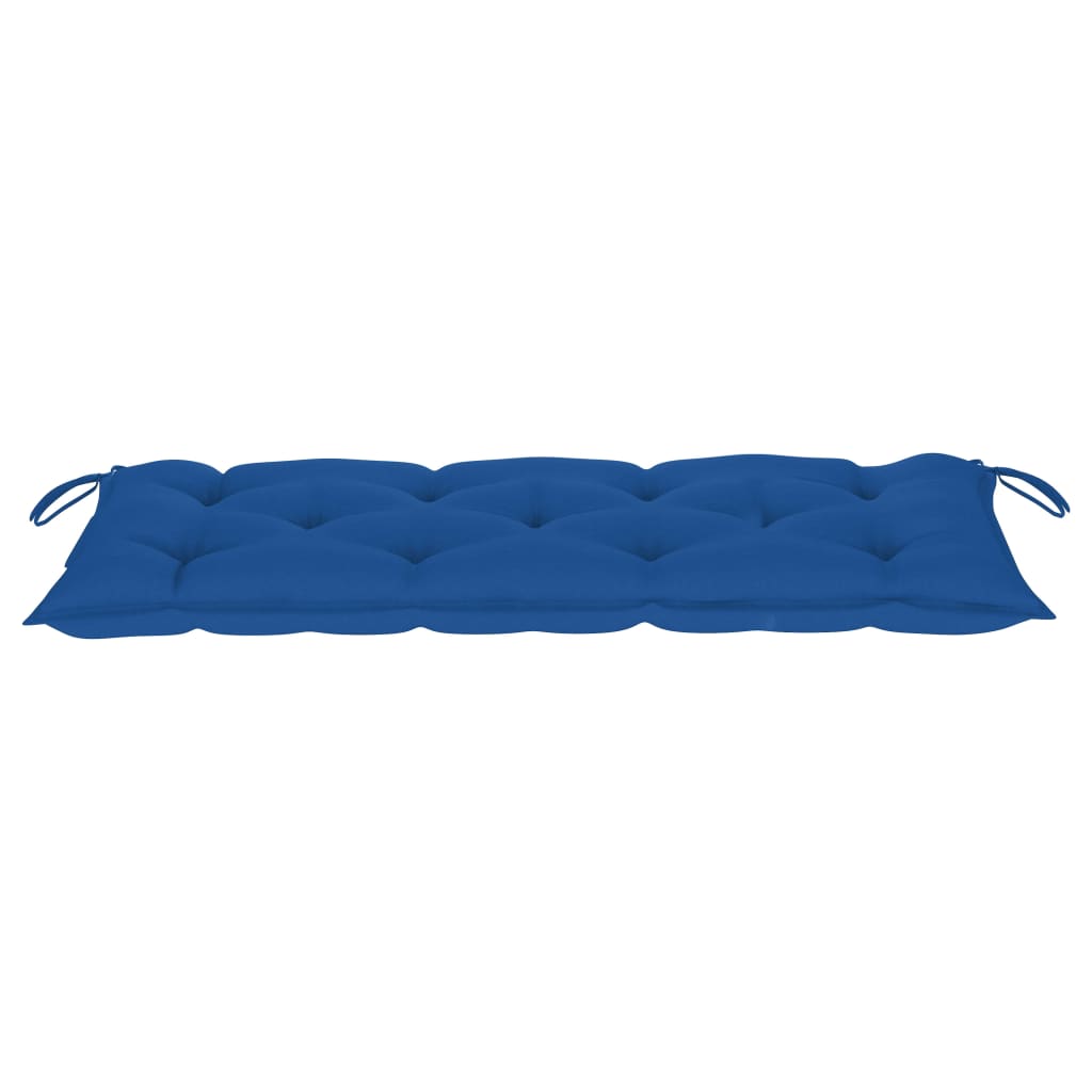 vidaXL Градинска пейка със синьо шалте, 120 см, тик масив