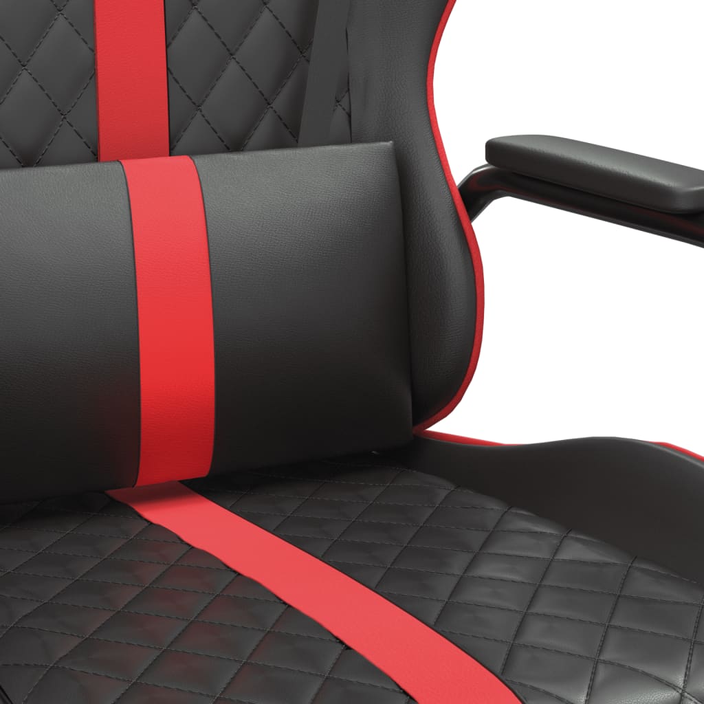 vidaXL Масажен гейминг стол, червено и черно, изкуствена кожа