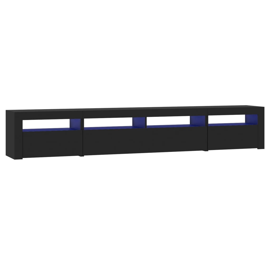 vidaXL ТВ шкаф с LED осветление, черен, 240x35x40 см