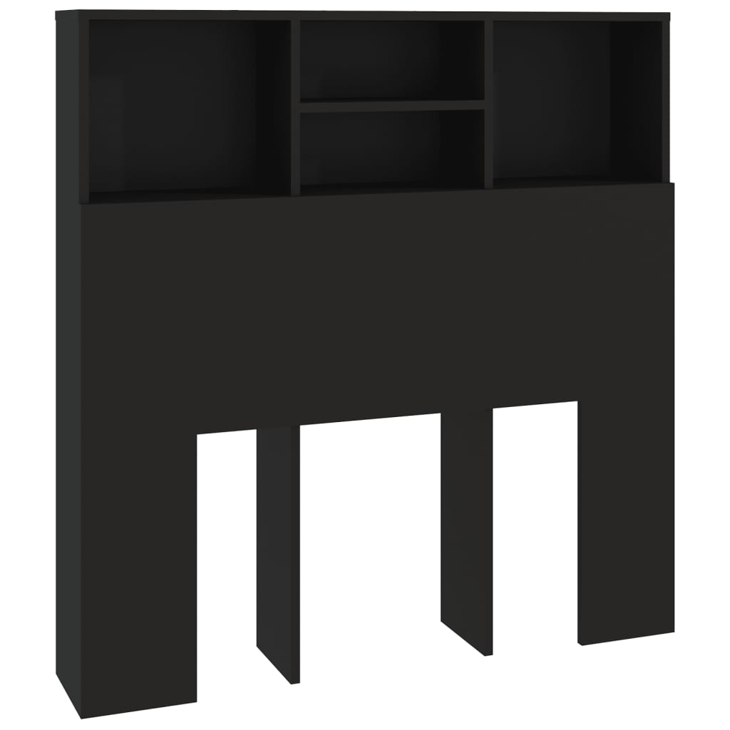 vidaXL Табла за легло тип шкаф, черна, 100x19x103,5 см