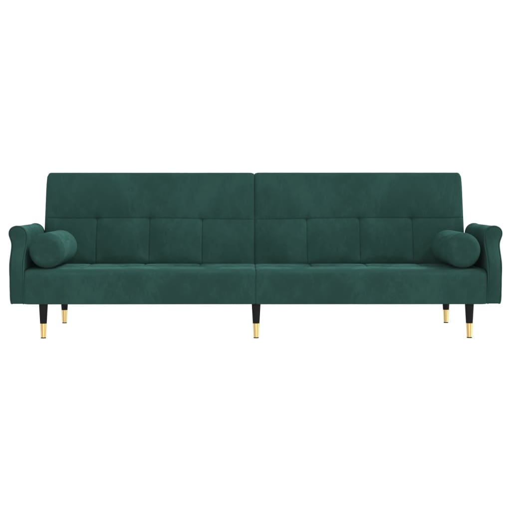 vidaXL Разтегателен диван с възглавници, тъмнозелен, кадифе