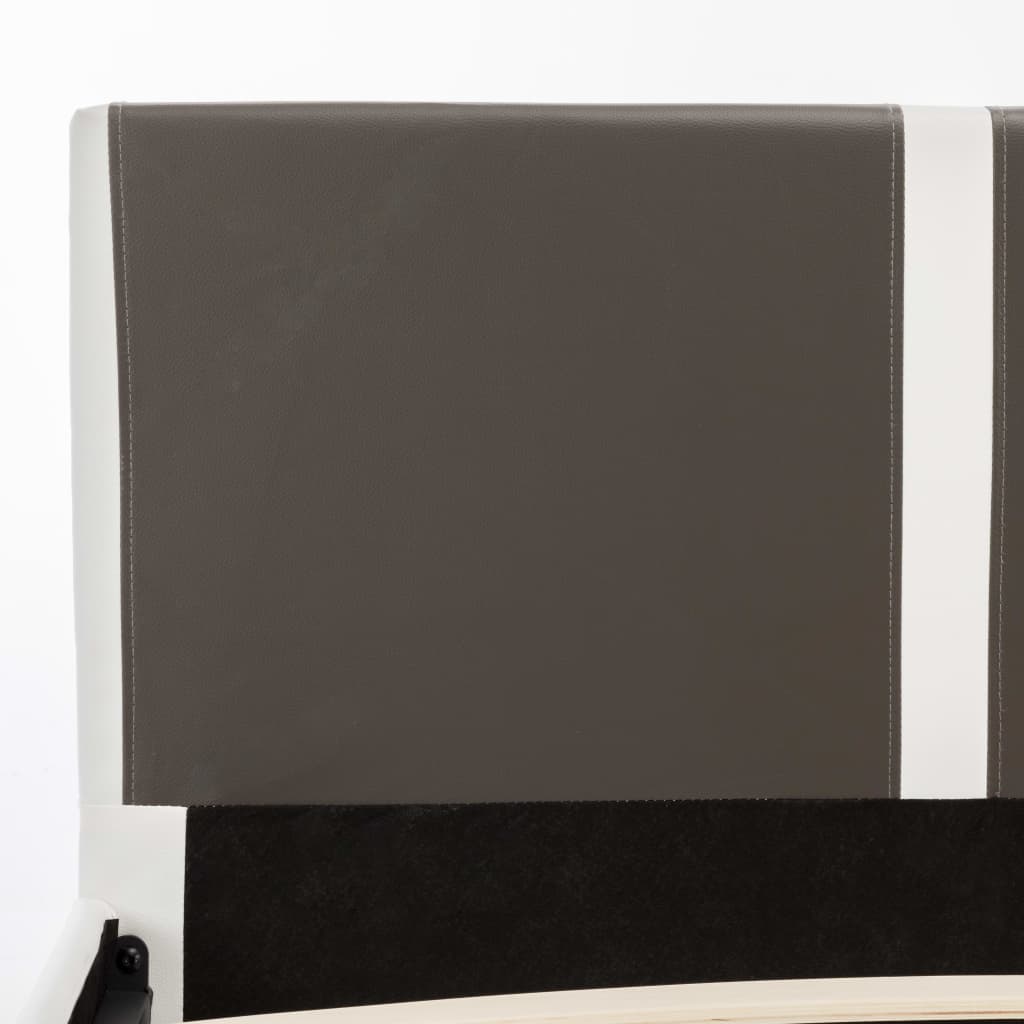 vidaXL Легло с матрак, сиво и бяло, изкуствена кожа, 180x200 см