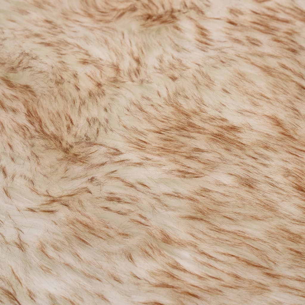 vidaXL Килим, 60x90 см, изкуствена овча кожа, кафяв меланж