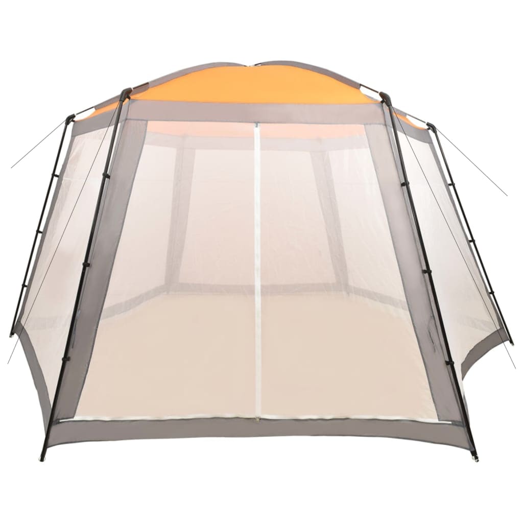 vidaXL Палатка за басейн, текстил, 590x520x250 см, сива