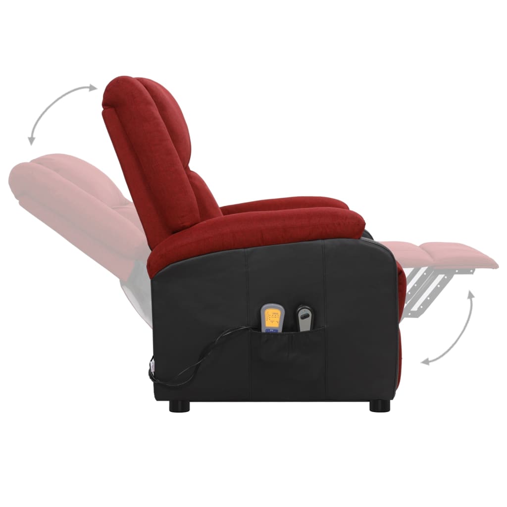 vidaXL Изправящ масажен стол, виненочервен, текстил