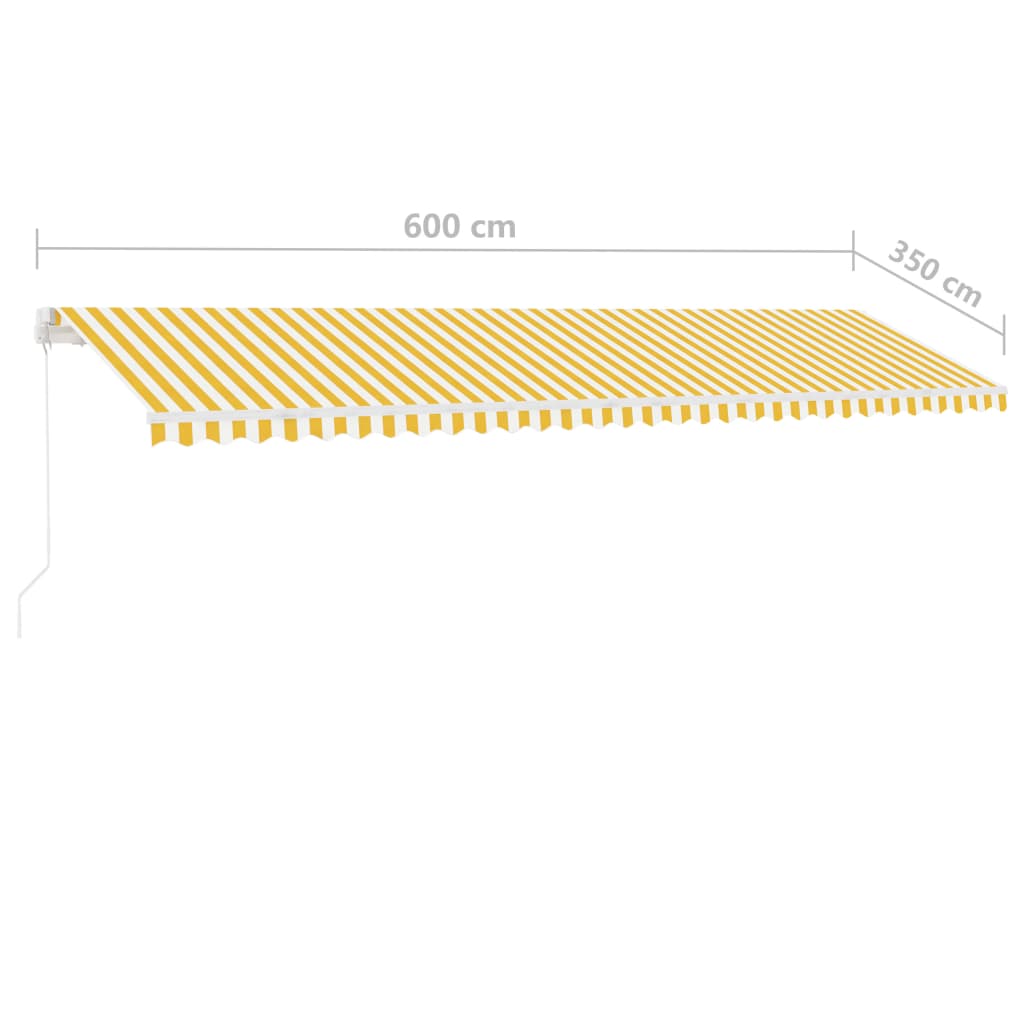 vidaXL Свободностояща ръчно прибираща се тента 600x350 см жълто/бяло