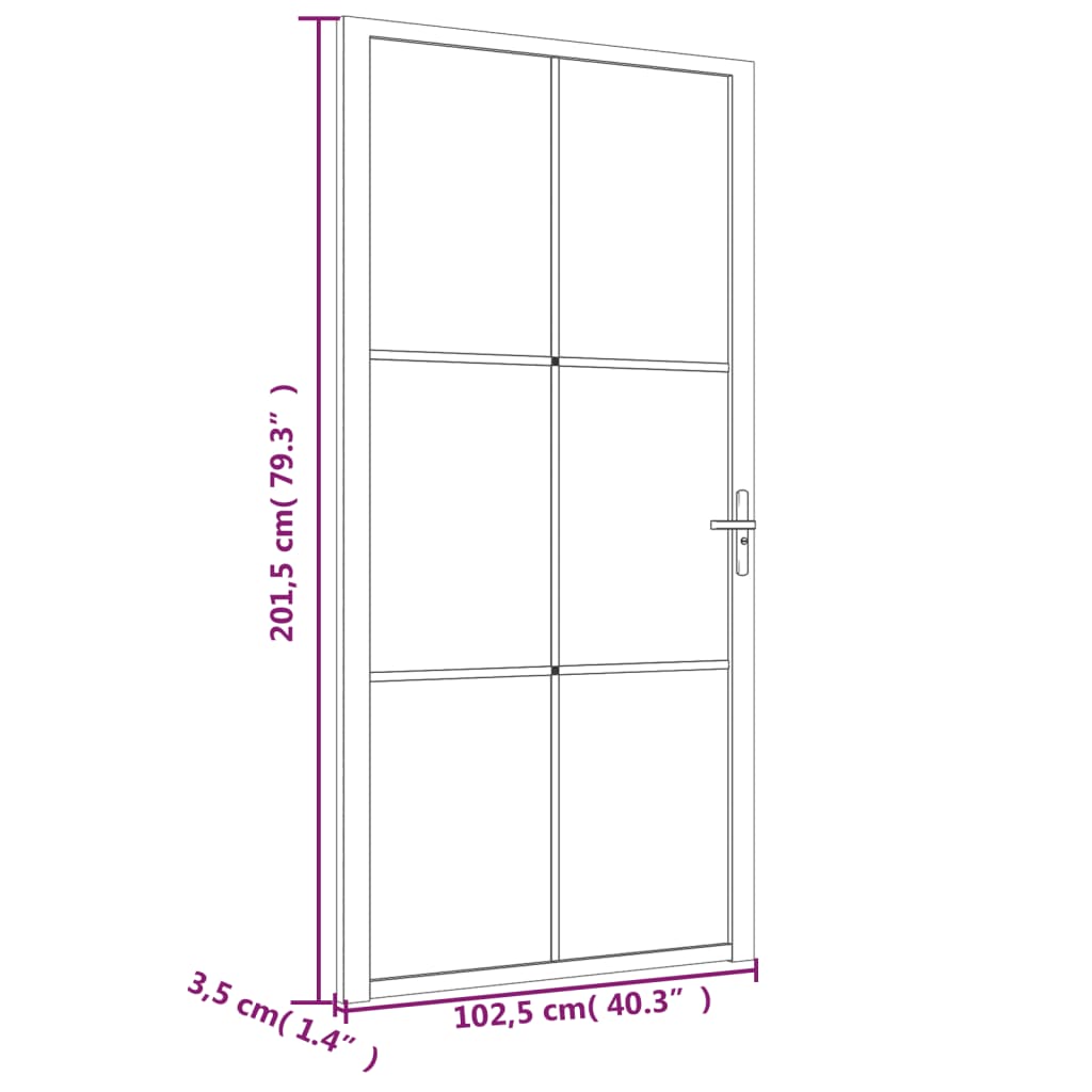 vidaXL Интериорна врата, 102,5x201,5 см, черен мат, стъкло и алуминий