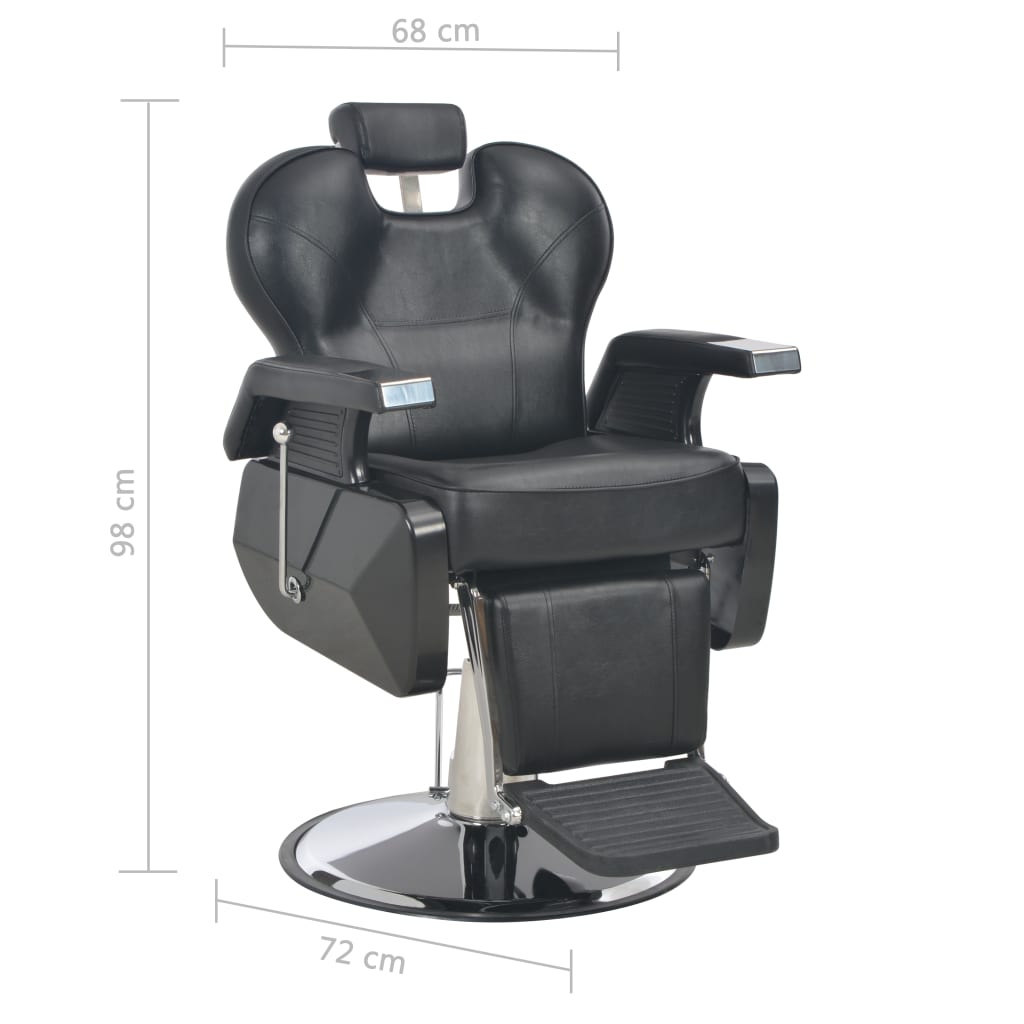 vidaXL Фризьорски стол, черен, 72x68x98 см, изкуствена кожа