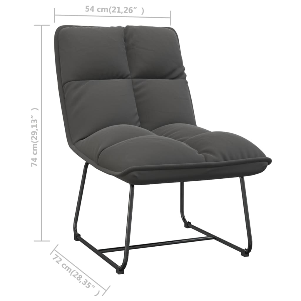 vidaXL Релаксиращ стол с метална рамка, тъмносив, кадифе