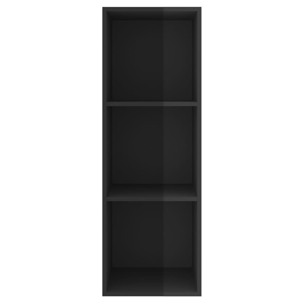 vidaXL ТВ шкаф за стенен монтаж, черен гланц, 37x37x107 см, ПДЧ