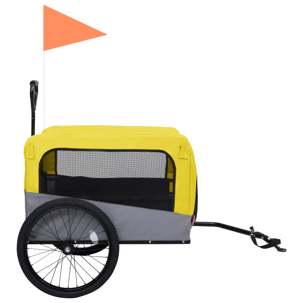 vidaXL 2-в-1 Кучешко ремарке за велосипеди и джогинг, жълто и сиво