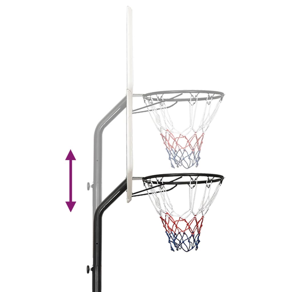 vidaXL Баскетболна стойка, бяла, 282-352 см, полиетилен