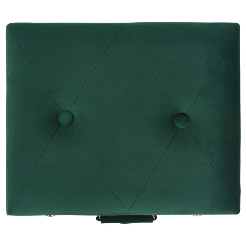 vidaXL Табуретка за съхранение, 40 см, зелена, кадифе