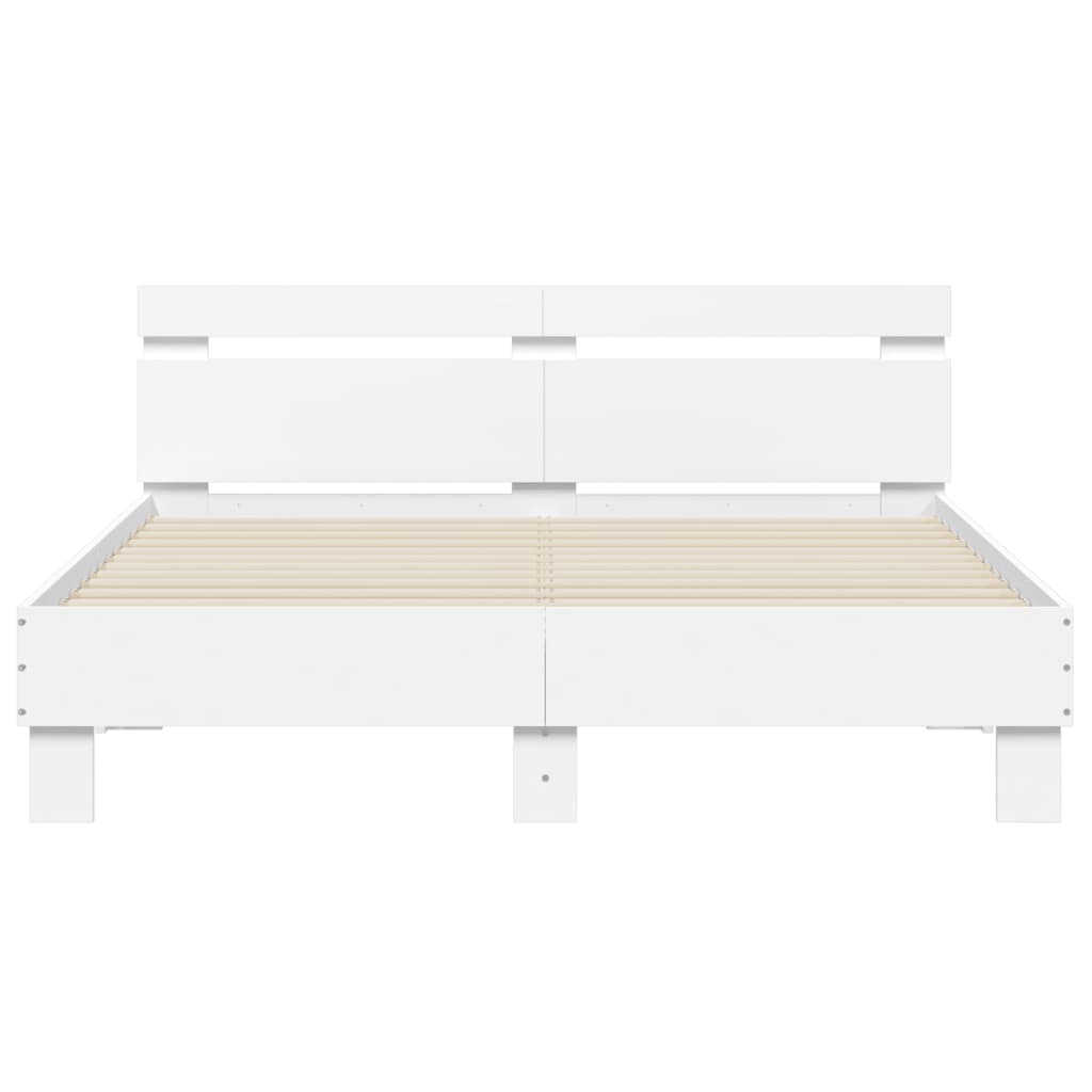 vidaXL Рамка за легло с табла, бяла, 150x200 см, инженерно дърво