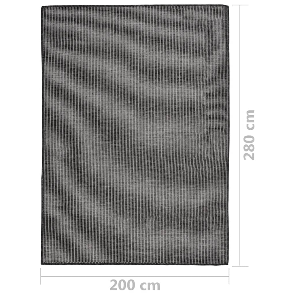 vidaXL Градински плоскотъкан килим, 200x280 см, сив