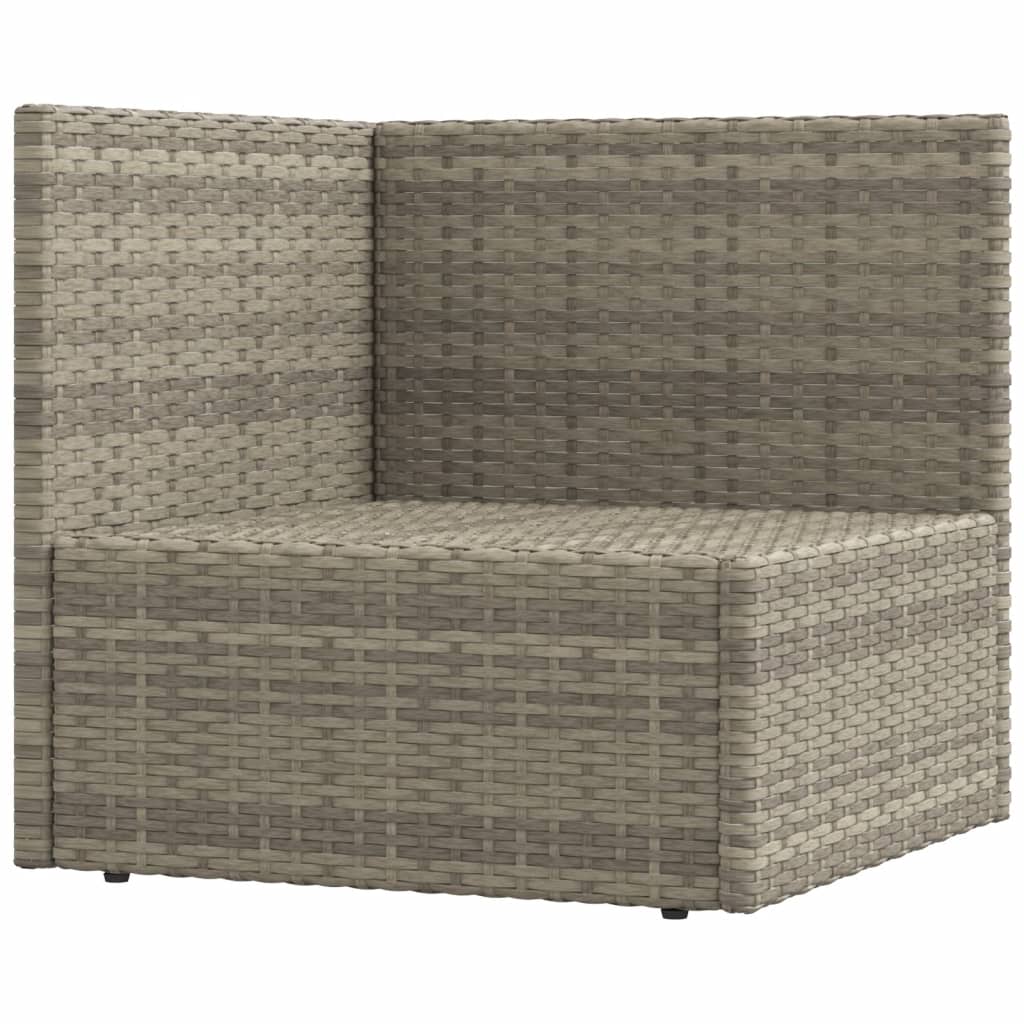 vidaXL Градински ъглов диван с възглавници, сив, полиратан