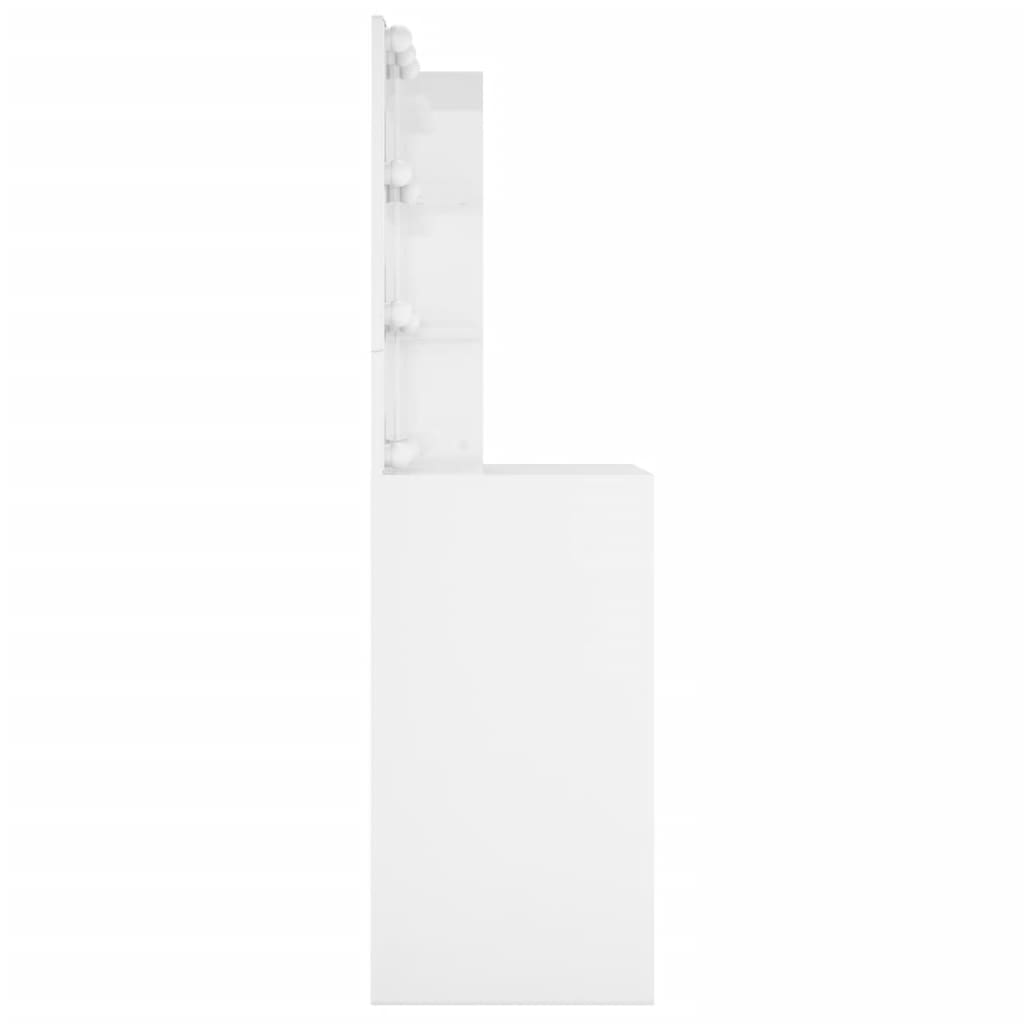vidaXL Тоалетка с LED, бял гланц, 60x40x140 см