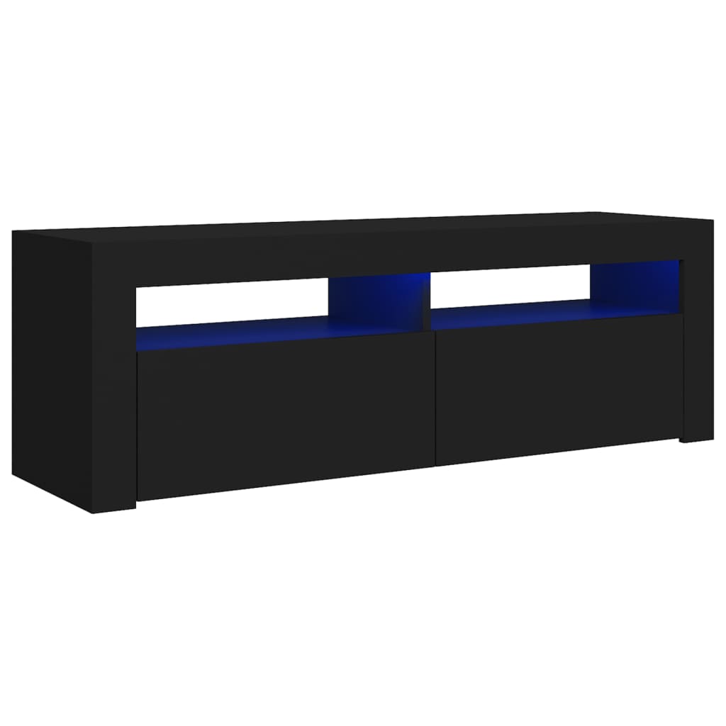 vidaXL ТВ шкаф с LED осветление, черен, 120x35x40 см