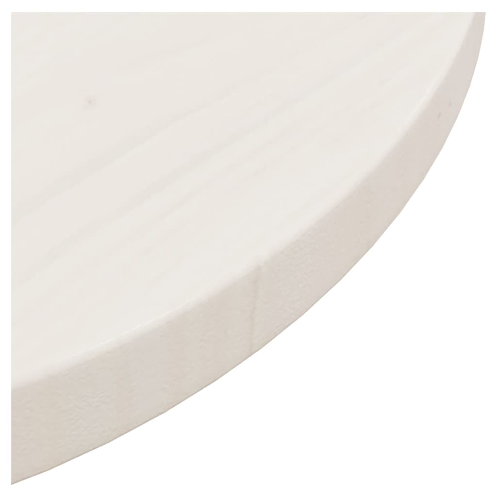 vidaXL Плот за маса, бял, Ø40x2,5 см, бор масив