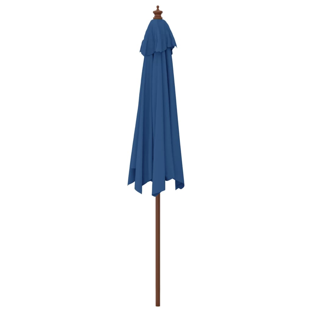 vidaXL Градински чадър с дървен прът, лазурносин, 299x240 см