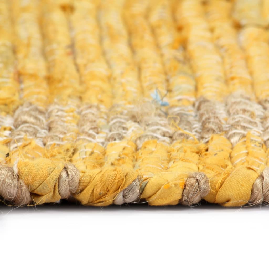 vidaXL Ръчно тъкан килим от юта, жълт, 120x180 см