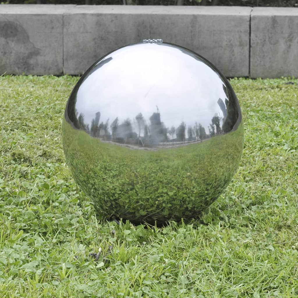 vidaXL Градинска сфера за фонтан с LED, неръждаема стомана, 30 см