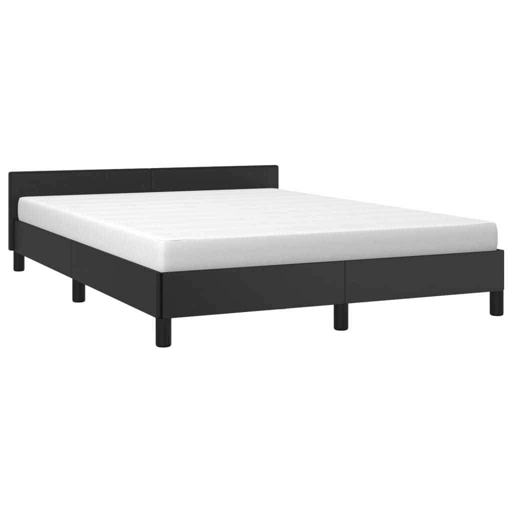 vidaXL Рамка за легло с табла, черна, 140x200 см, изкуствена кожа