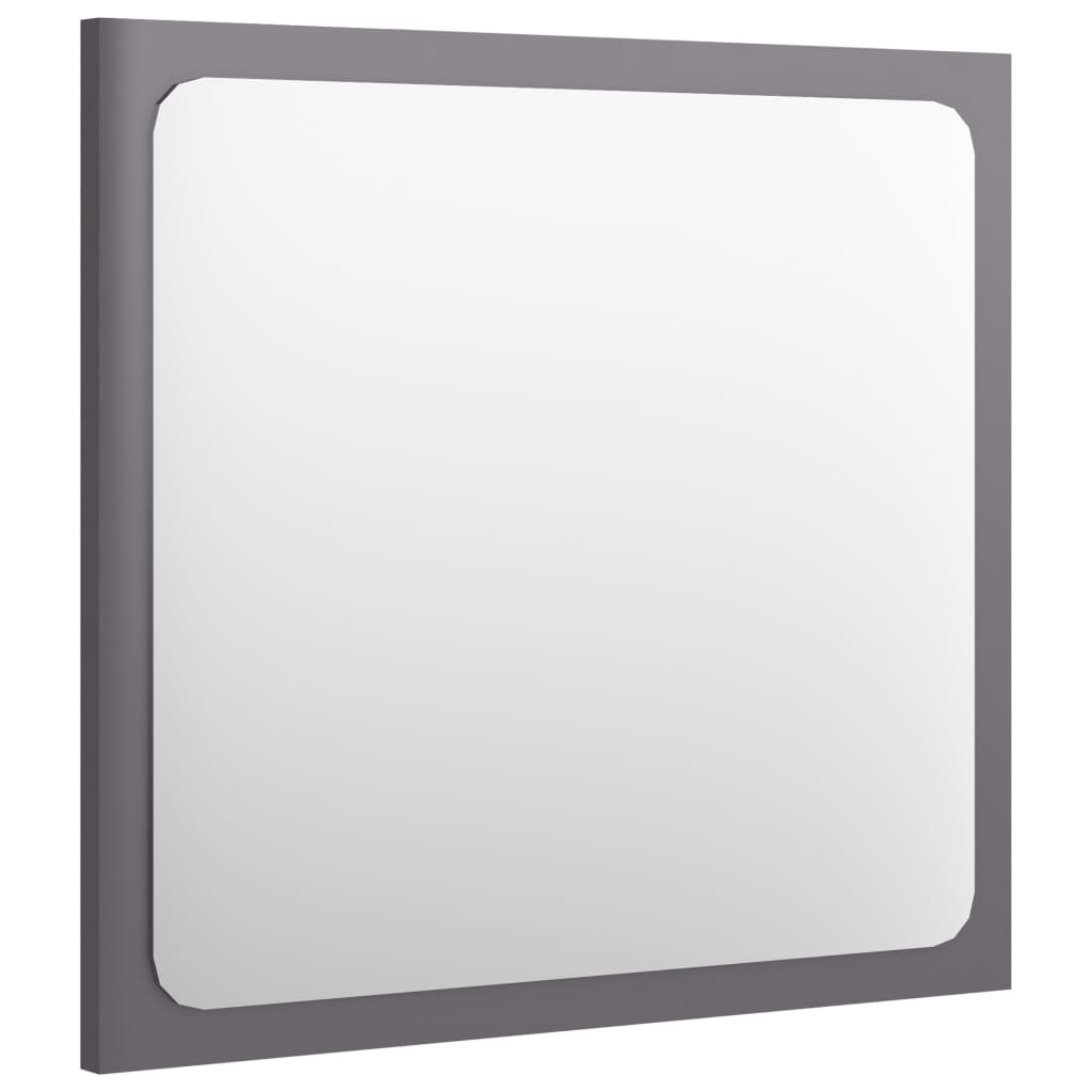 vidaXL Огледало за баня, сив гланц, 40x1,5x37 см, ПДЧ