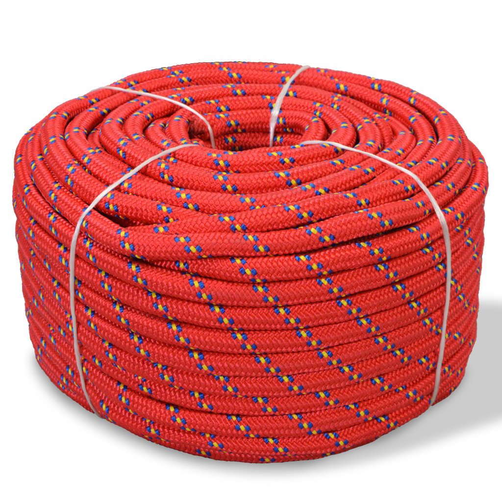vidaXL Морско въже, полипропилен, 16 мм, 50 м, червено