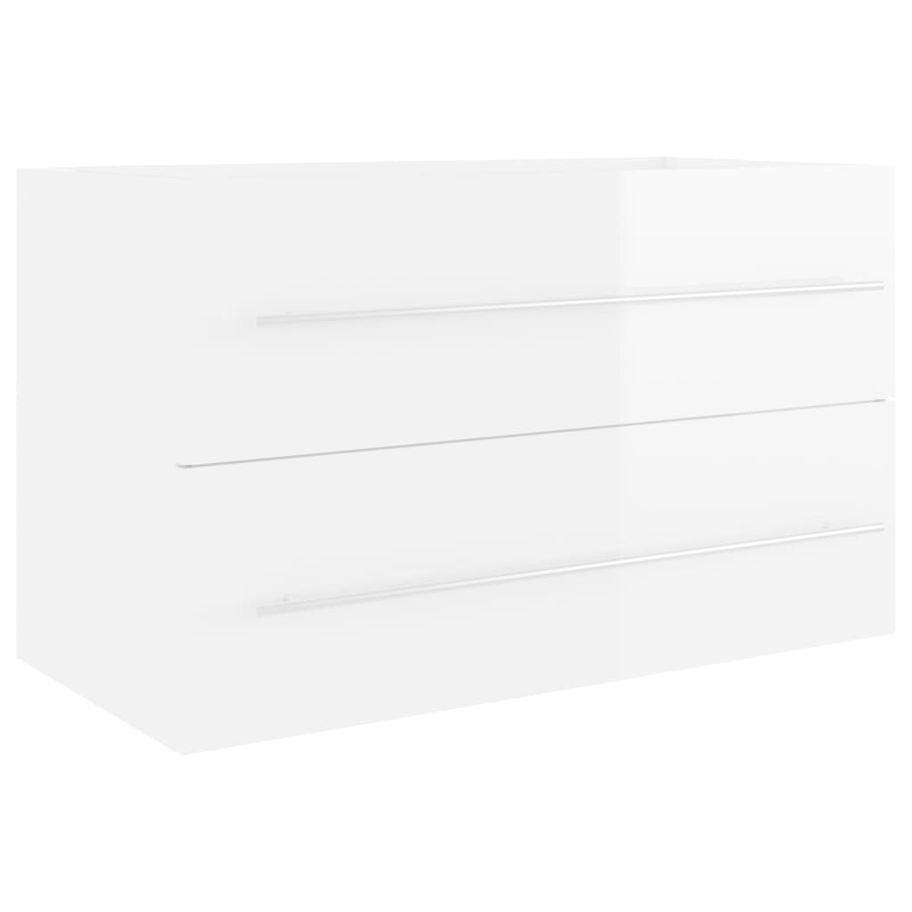 vidaXL Долен шкаф за мивка, бял гланц, 80x38,5x48 см, ПДЧ